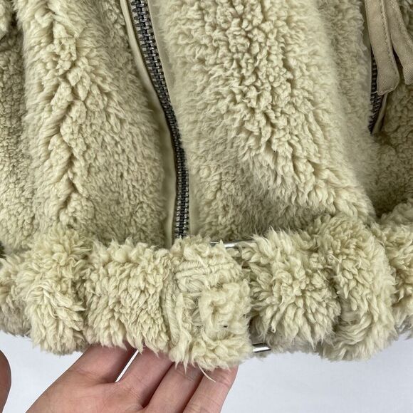Free People Jacket Womens Medium Brown Faux Fur Oversized Moto Boho Cabincore - Picture 8 of 15